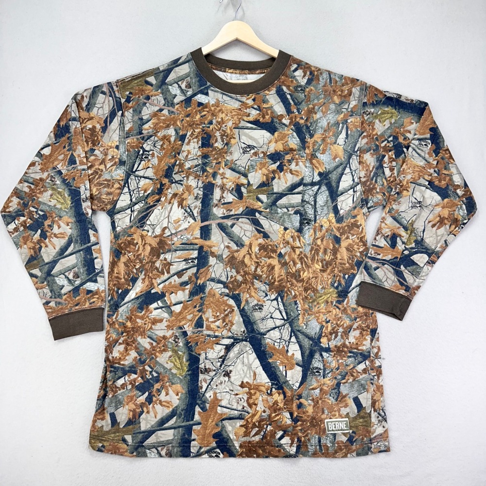 Berne Camo Shirt Mens XL Tall Crewneck Long Sleeve Pocket Tee Outdoors Hunting‎